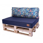 Paletové sedenie Golden Garden GG46 podsedák a vankúš 120cm x 80cm x 15cm Tmavo modrá s kvietkami